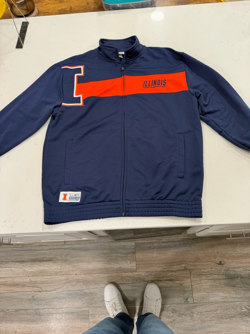 Illinois Men’s Navy and Orange Zip-Up Sweater Jacket